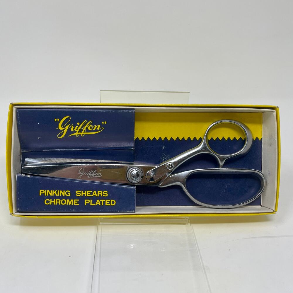 Vintage Griffon Pinking Shears Model "A" 8 Inch + Original Box Chome Plated .01